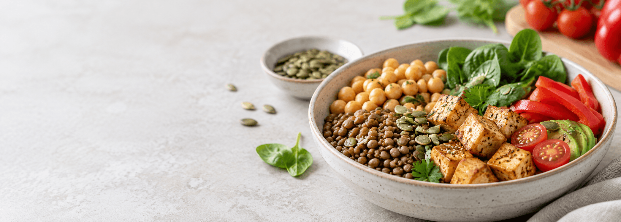 Bord met plantaardig eten